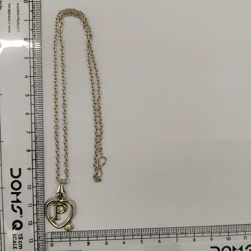 The99Jewel Letter P Initial Chain Pendant with Heart for Men & Women