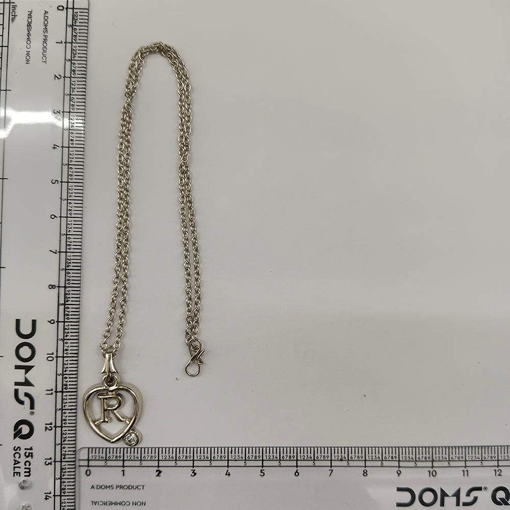 The99Jewel Letter R Initial Chain Pendant with Heart for Men & Women