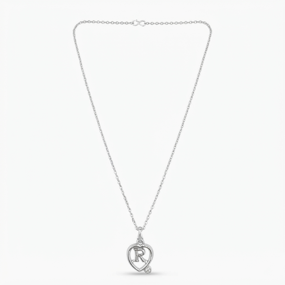 The99Jewel Letter R Initial Chain Pendant with Heart for Men & Women