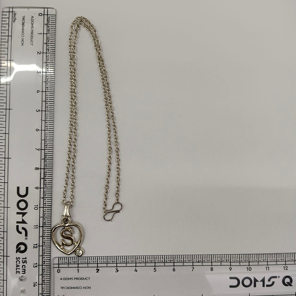 The99Jewel Letter S Initial Chain Pendant with Heart for Men & Women