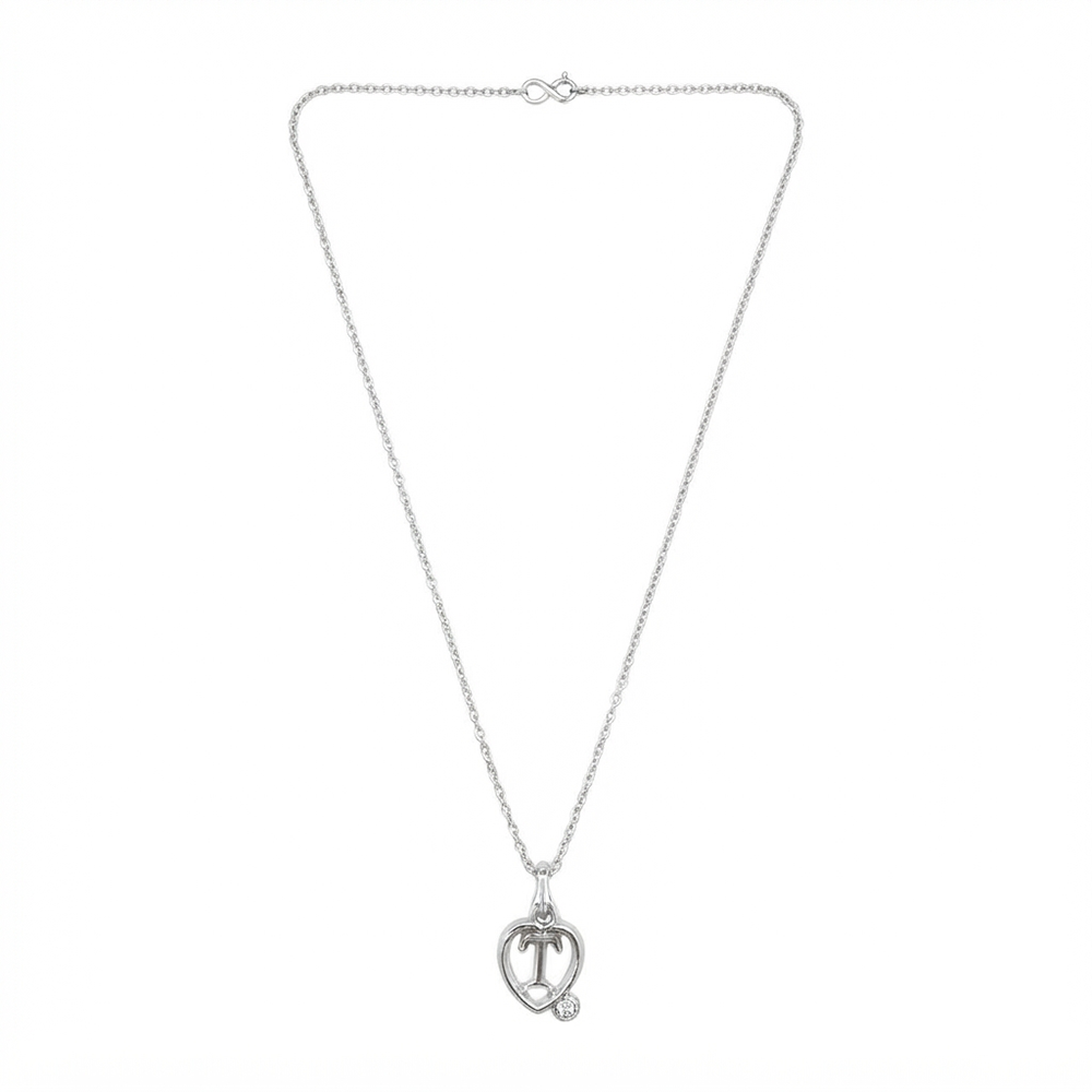 The99Jewel Letter T Initial Chain Pendant with Heart for Men & Women