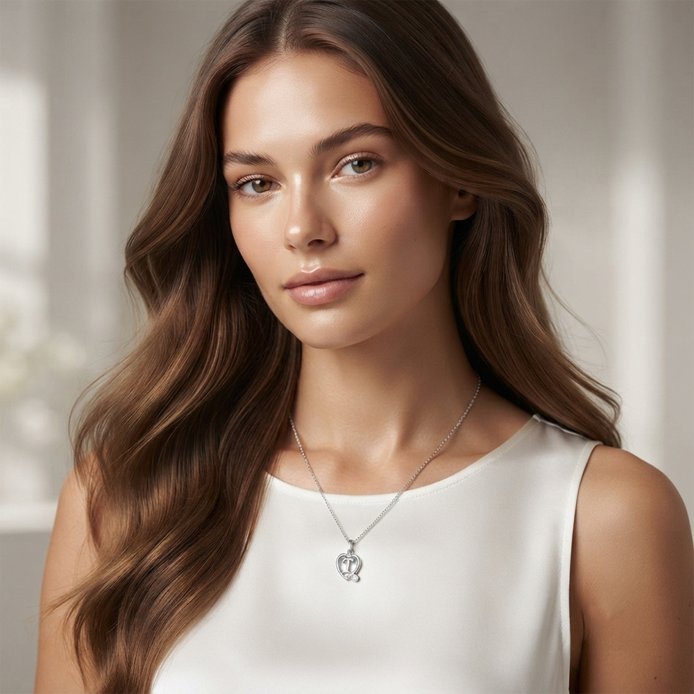 The99Jewel Letter T Initial Chain Pendant with Heart for Men & Women