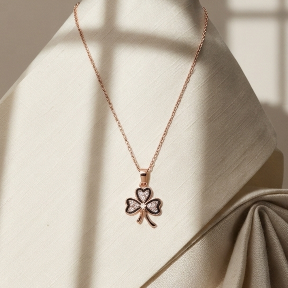 The99Jewel Rose Gold Plated Floral Shape Austrian Stone Pendant Chain for Women