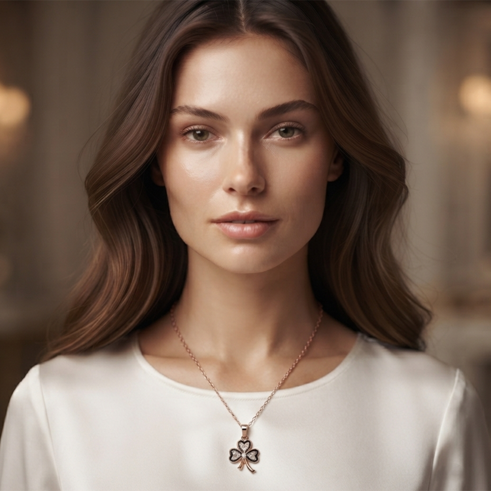 The99Jewel Rose Gold Plated Floral Shape Austrian Stone Pendant Chain for Women