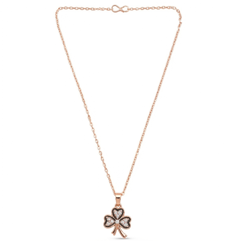 The99Jewel Rose Gold Plated Floral Shape Austrian Stone Pendant Chain for Women
