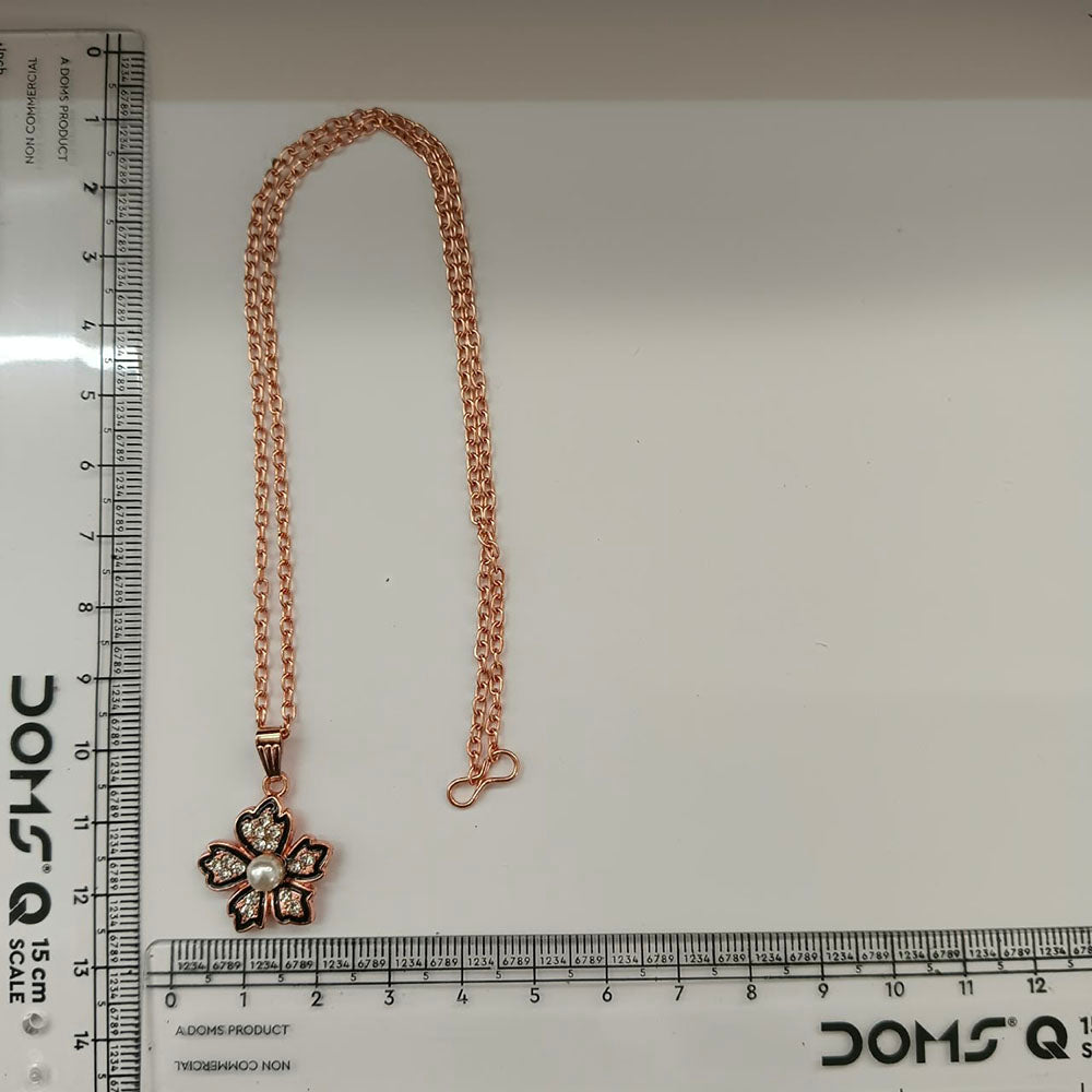 The99Jewel Rose Gold Plated Floral Shape Austrian Stone Pendant Chain for Women