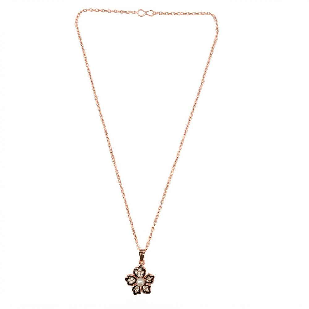 The99Jewel Rose Gold Plated Floral Shape Austrian Stone Pendant Chain for Women
