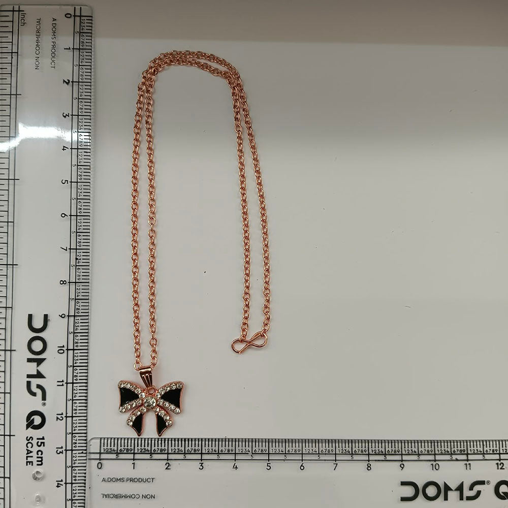 The99Jewel Rose Gold Plated Bow Shape Austrian Stone Pendant Chain for Women
