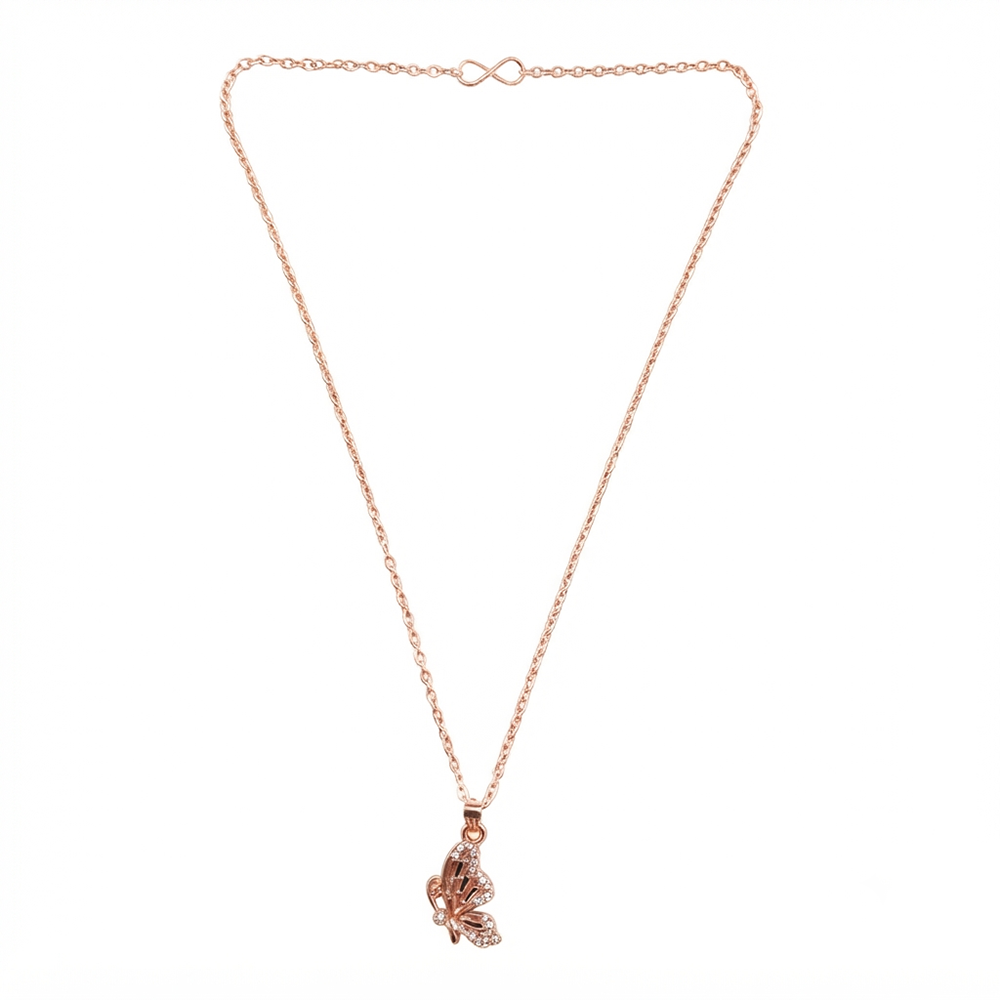 The99Jewel Rose Gold Plated Butterfly Shape Austrian Stone Pendant Chain for Women