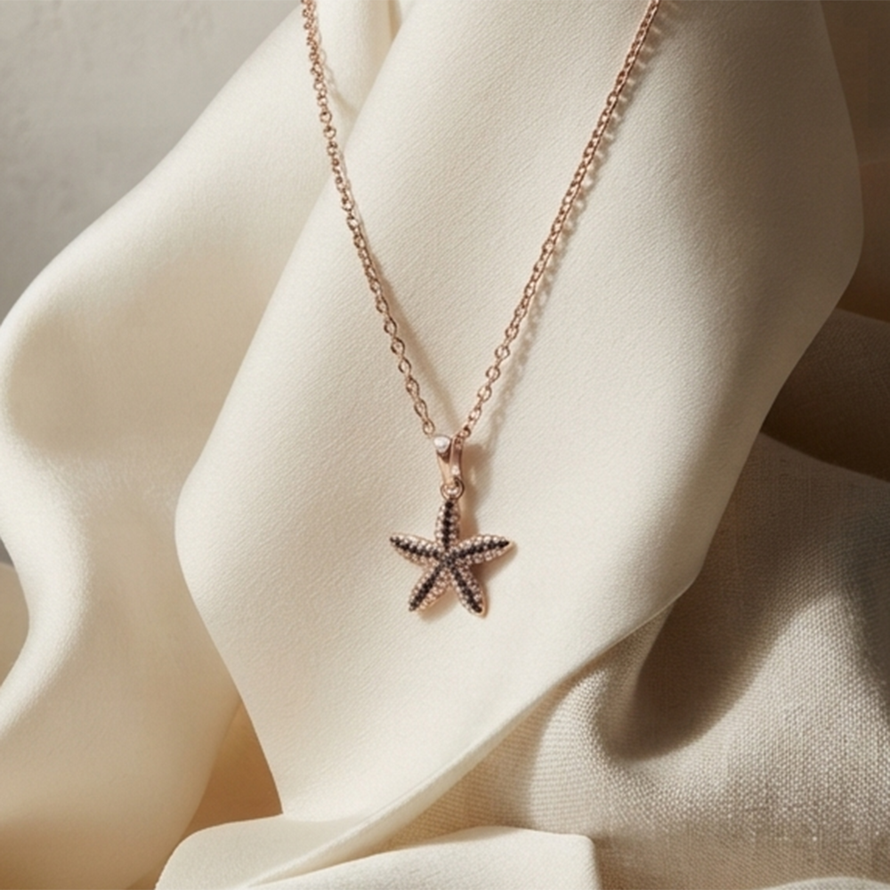 The99Jewel Rose Gold Plated Star Shape Austrian Stone Pendant Chain for Women