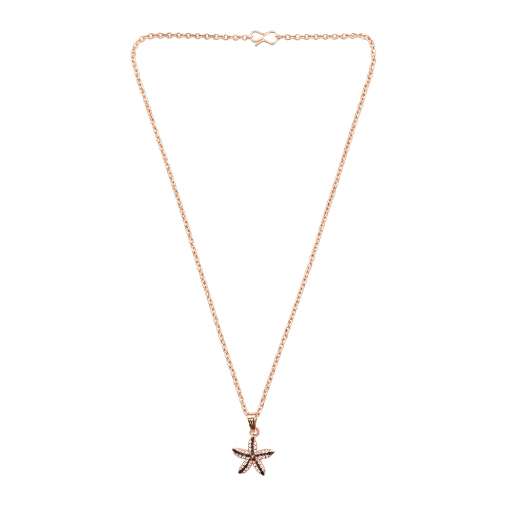 The99Jewel Rose Gold Plated Star Shape Austrian Stone Pendant Chain for Women