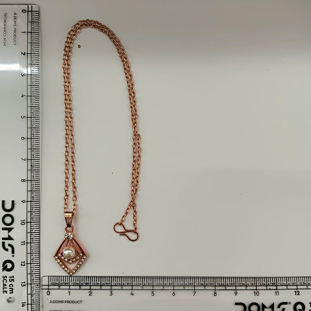The99Jewel Rose Gold Plated Pearl Austrian Stone Pendant Chain for Women