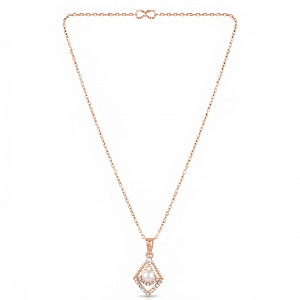 The99Jewel Rose Gold Plated Pearl Austrian Stone Pendant Chain for Women
