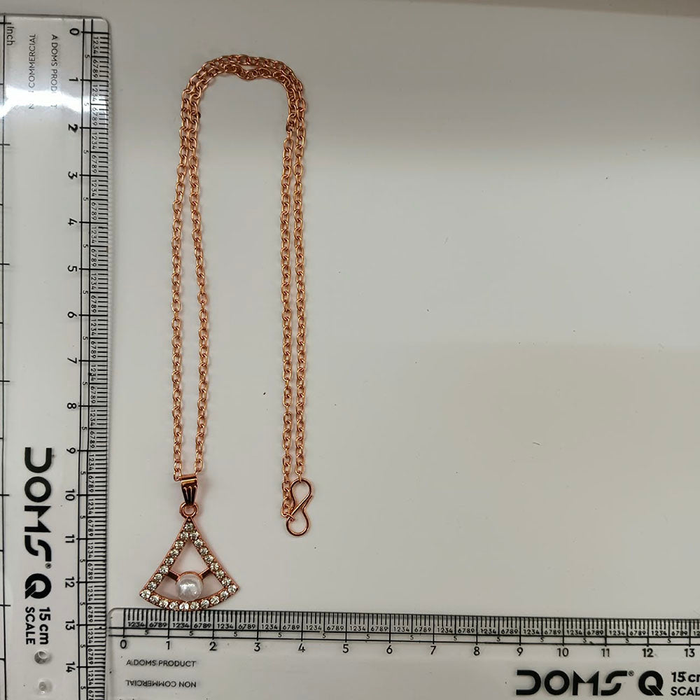 The99Jewel Rose Gold Plated Pearl Austrian Stone Pendant Chain for Women