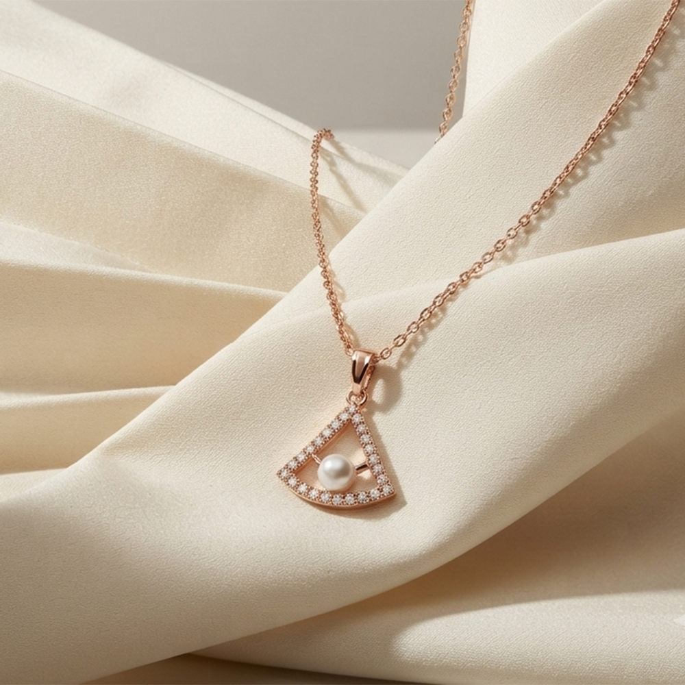 The99Jewel Rose Gold Plated Pearl Austrian Stone Pendant Chain for Women
