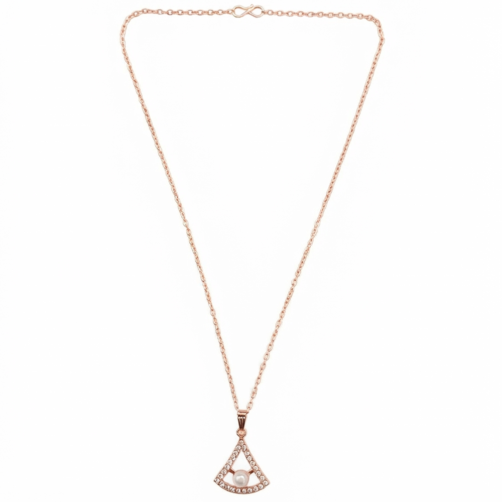The99Jewel Rose Gold Plated Pearl Austrian Stone Pendant Chain for Women