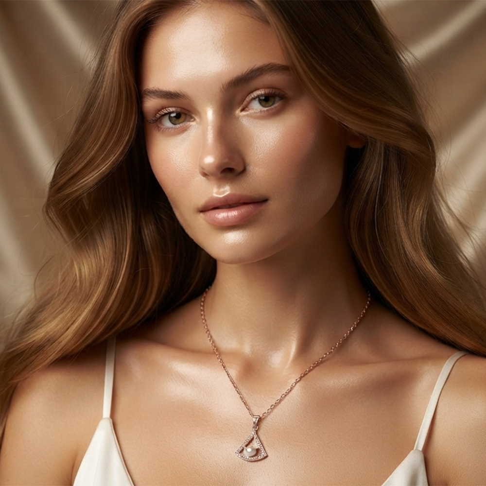 The99Jewel Rose Gold Plated Pearl Austrian Stone Pendant Chain for Women