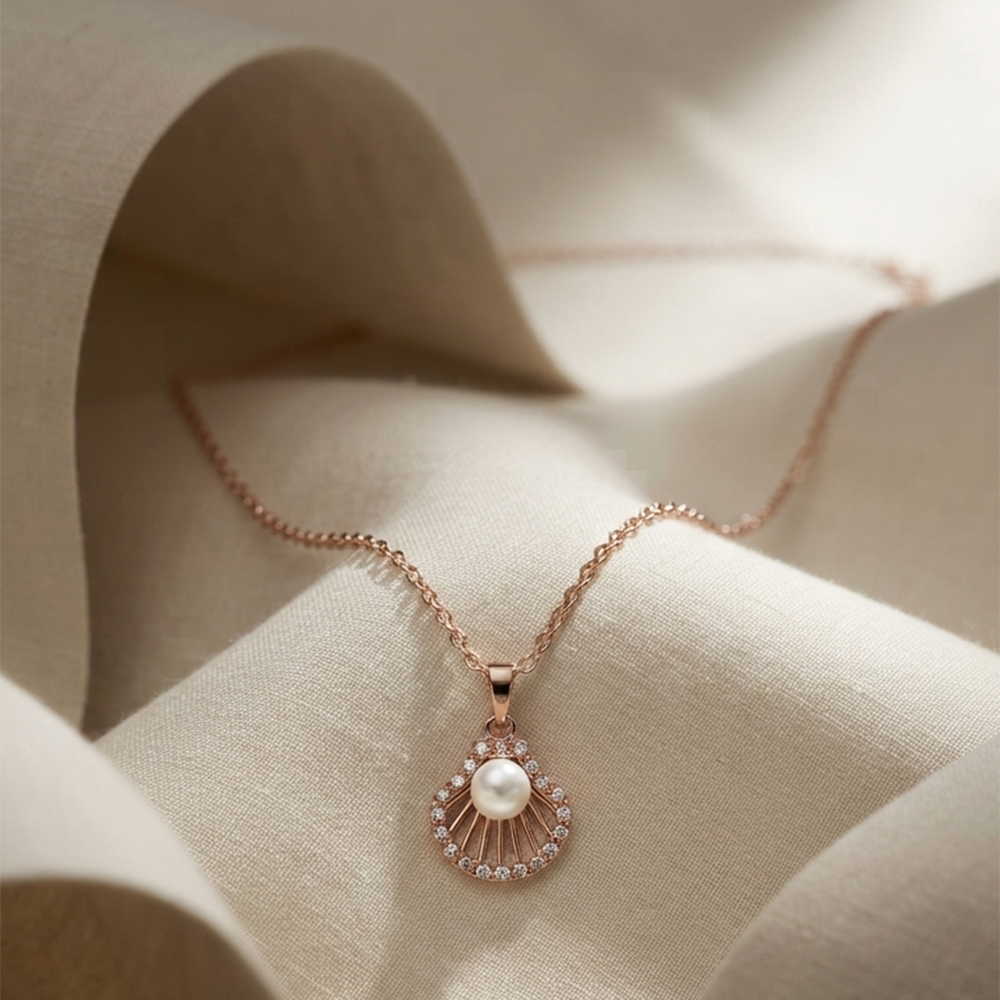 The99Jewel Rose Gold Plated Pearl Austrian Stone Pendant Chain for Women