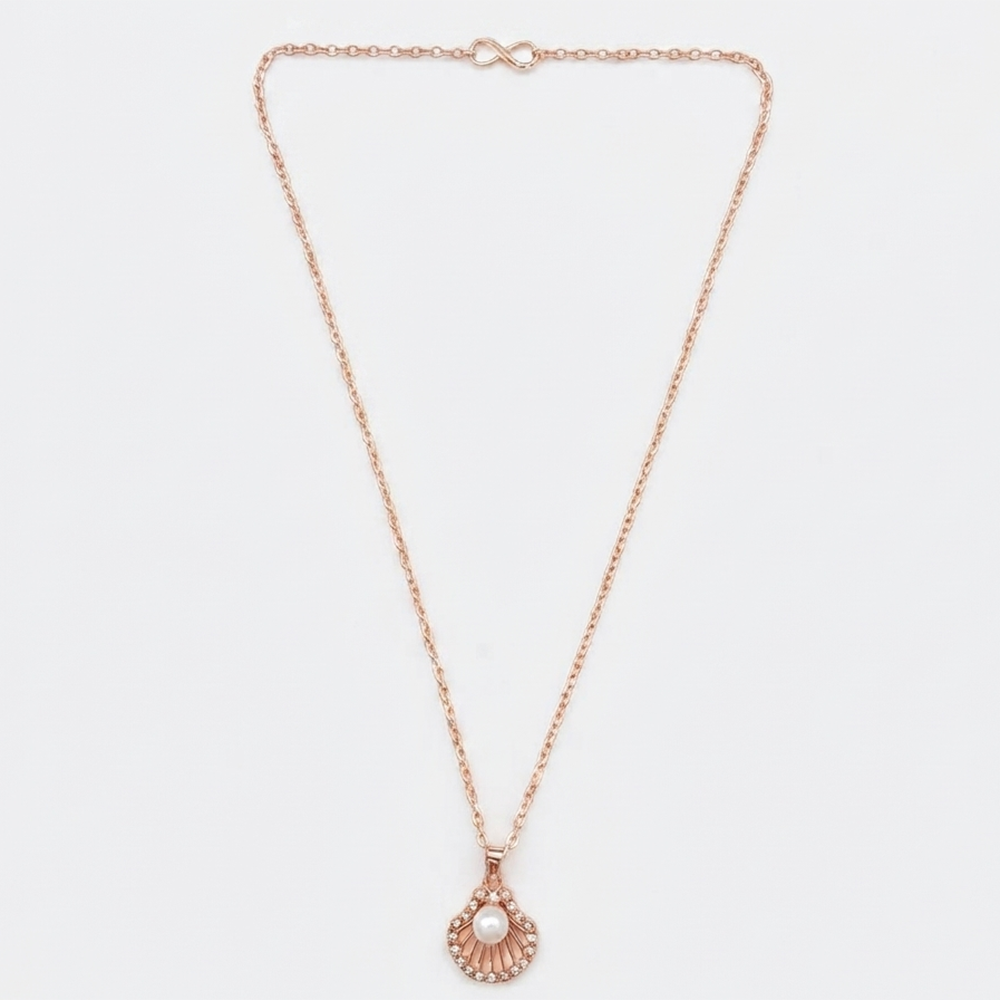 The99Jewel Rose Gold Plated Pearl Austrian Stone Pendant Chain for Women