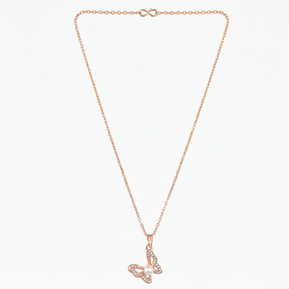 The99Jewel Rose Gold Plated Butterfly Austrian Stone Pendant Chain for Women