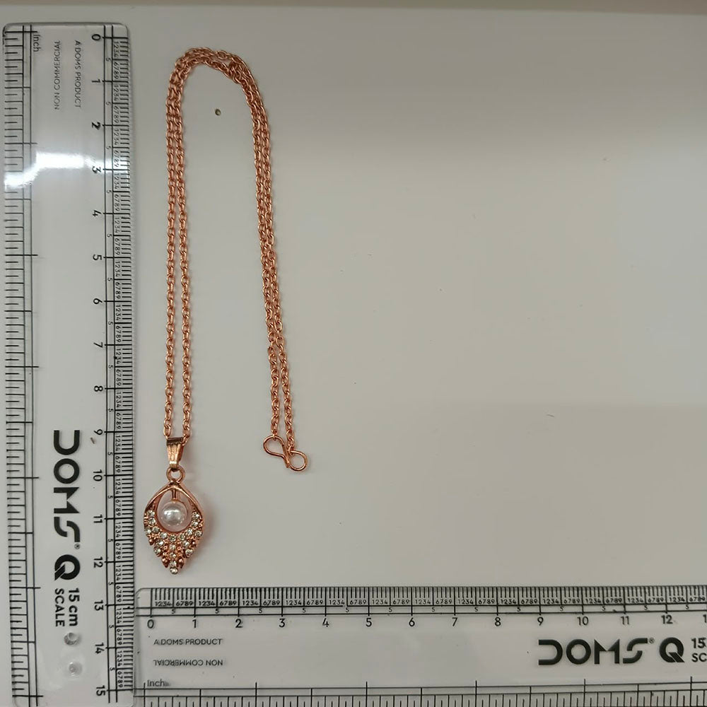 The99Jewel Rose Gold Plated Pearl Austrian Stone Pendant Chain for Women