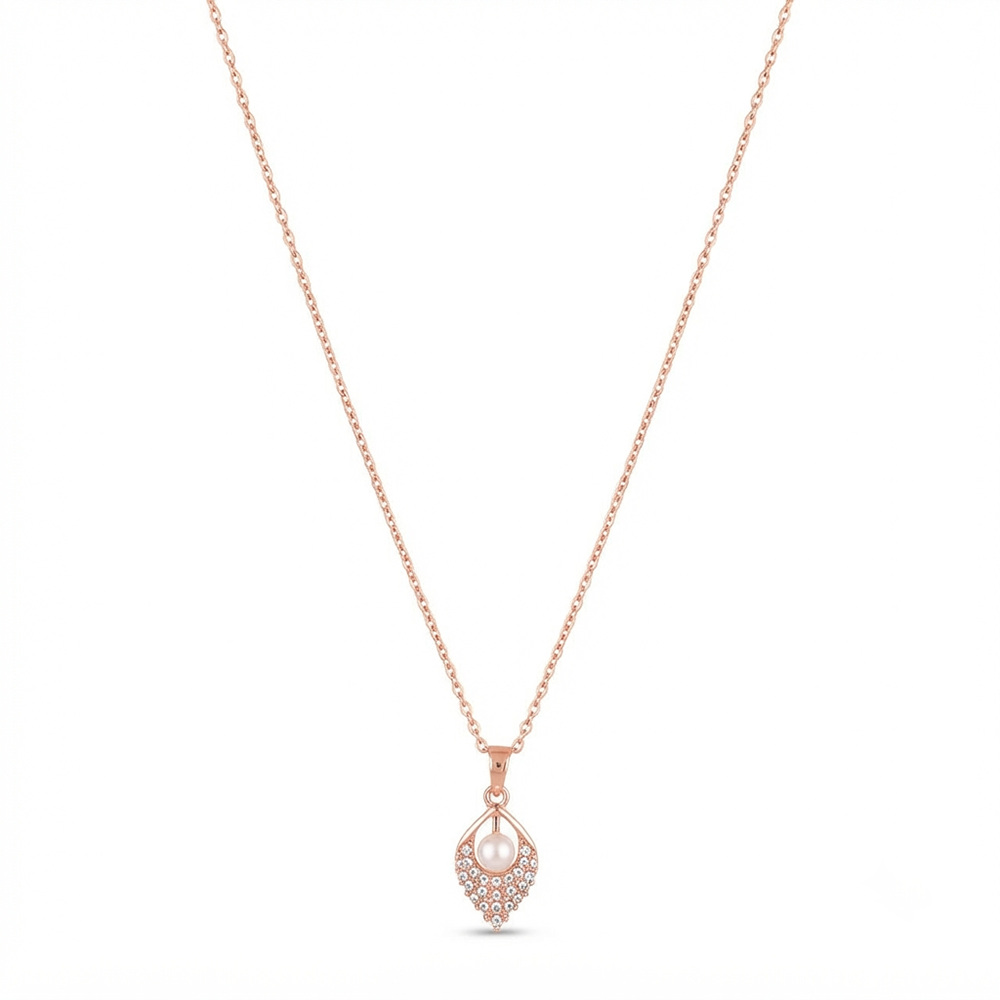 The99Jewel Rose Gold Plated Pearl Austrian Stone Pendant Chain for Women