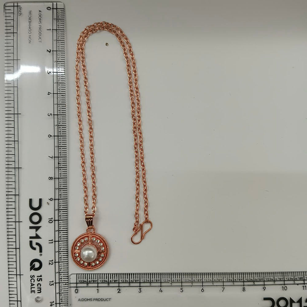 The99Jewel Rose Gold Plated Pearl Austrian Stone Pendant Chain for Women