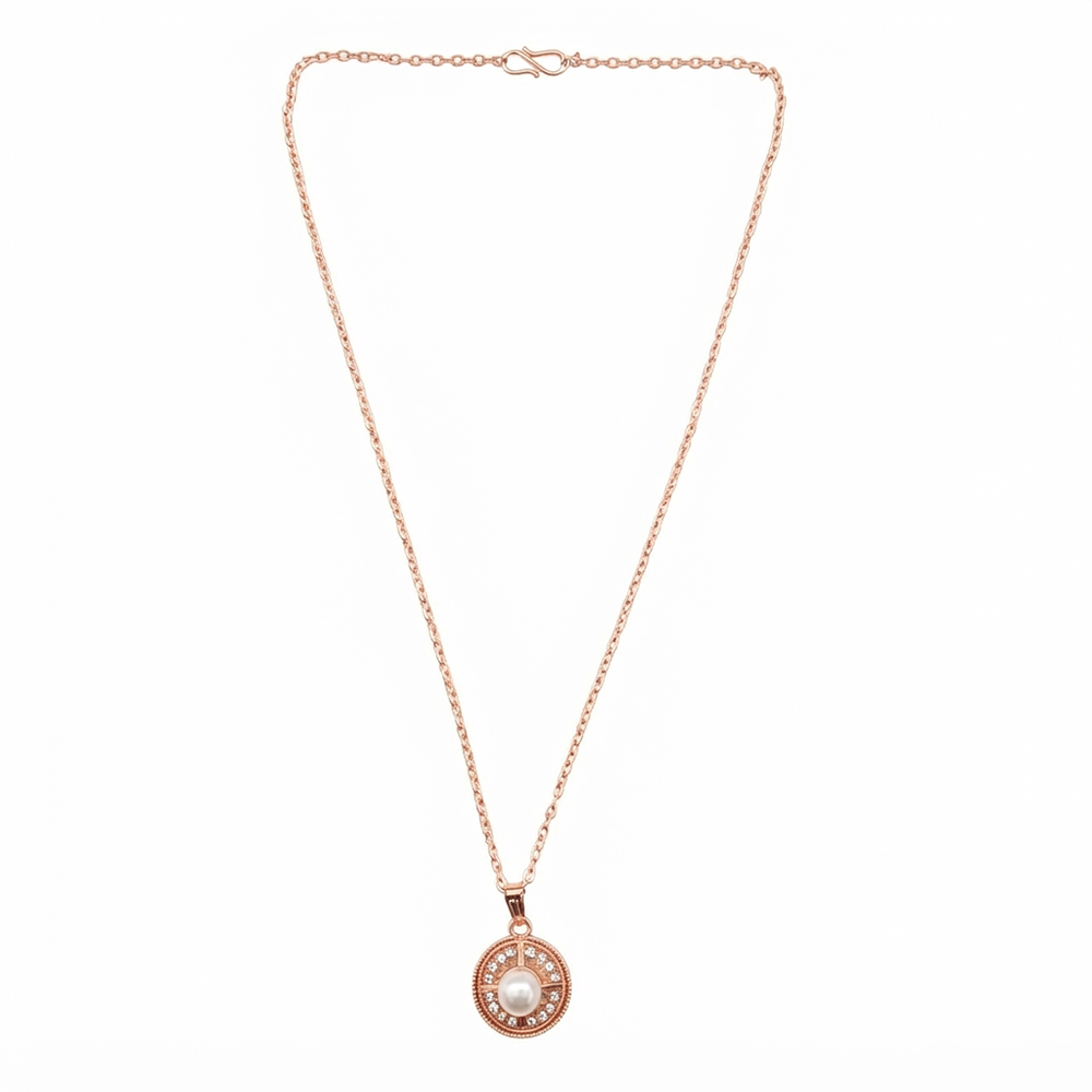 The99Jewel Rose Gold Plated Pearl Austrian Stone Pendant Chain for Women