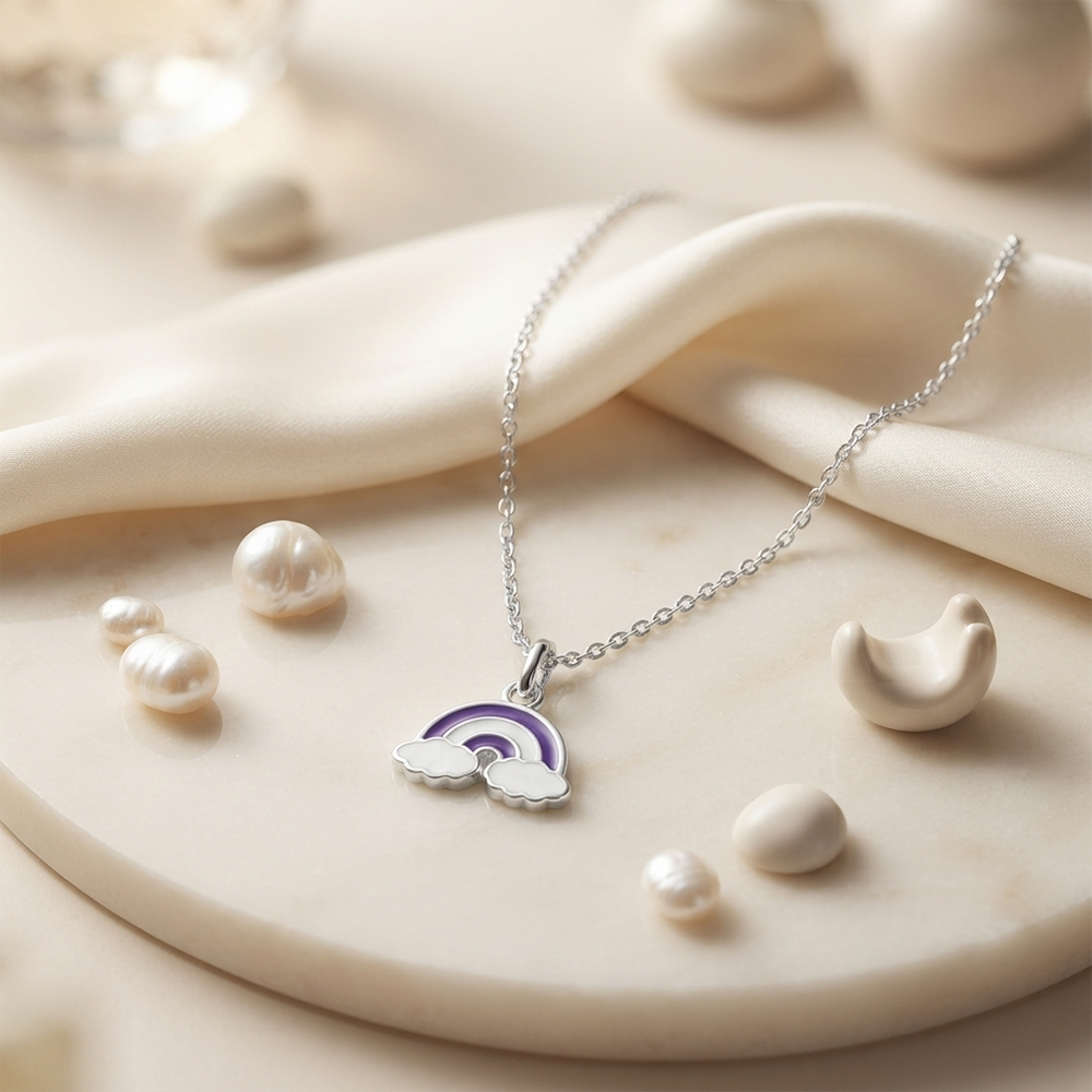 The99Jewel Cute Rainbow Charm Pendant Necklace for Women Trendy Daily Wear Accessory