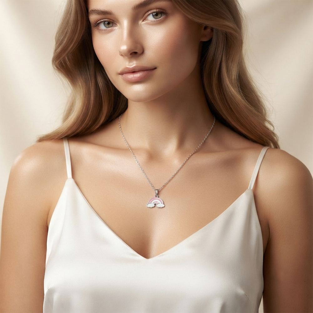The99Jewel Cute Rainbow Charm Pendant Necklace for Women Trendy Daily Wear Accessory