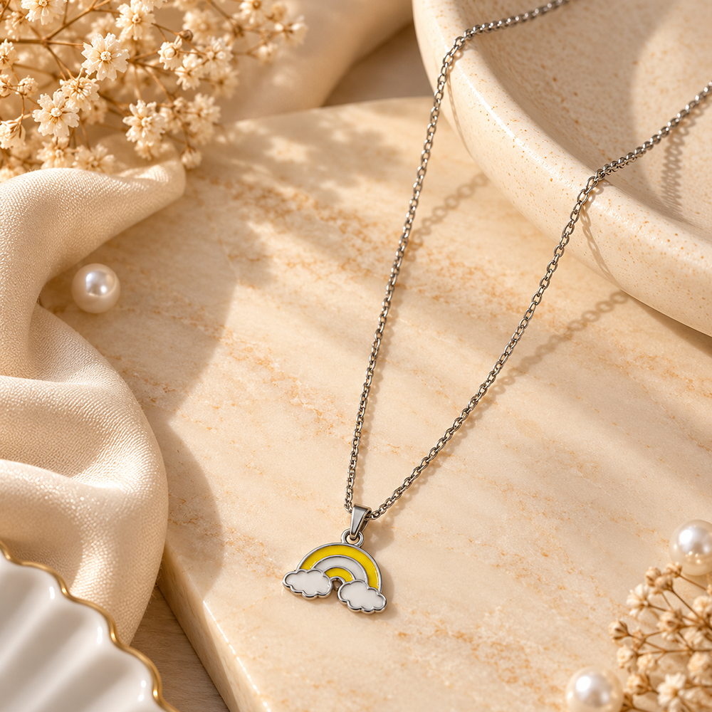 The99Jewel Cute Rainbow Charm Pendant Necklace for Women Trendy Daily Wear Accessory