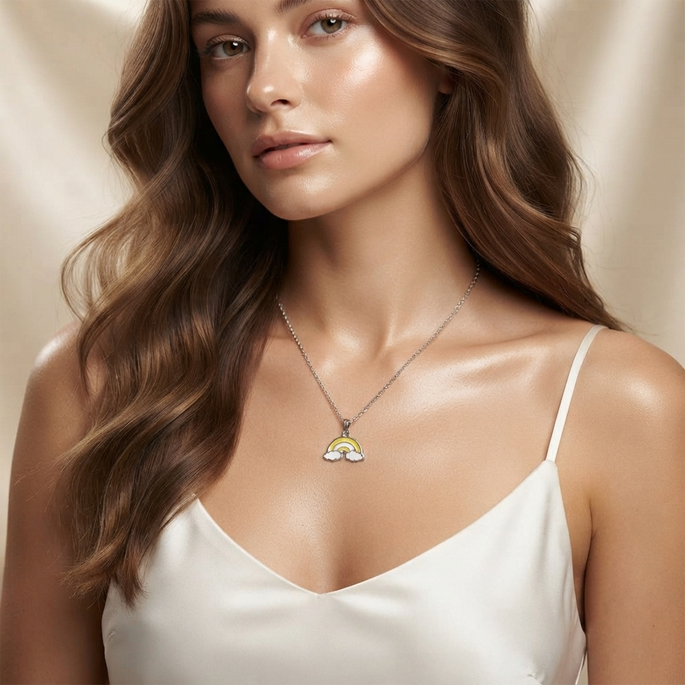 The99Jewel Cute Rainbow Charm Pendant Necklace for Women Trendy Daily Wear Accessory