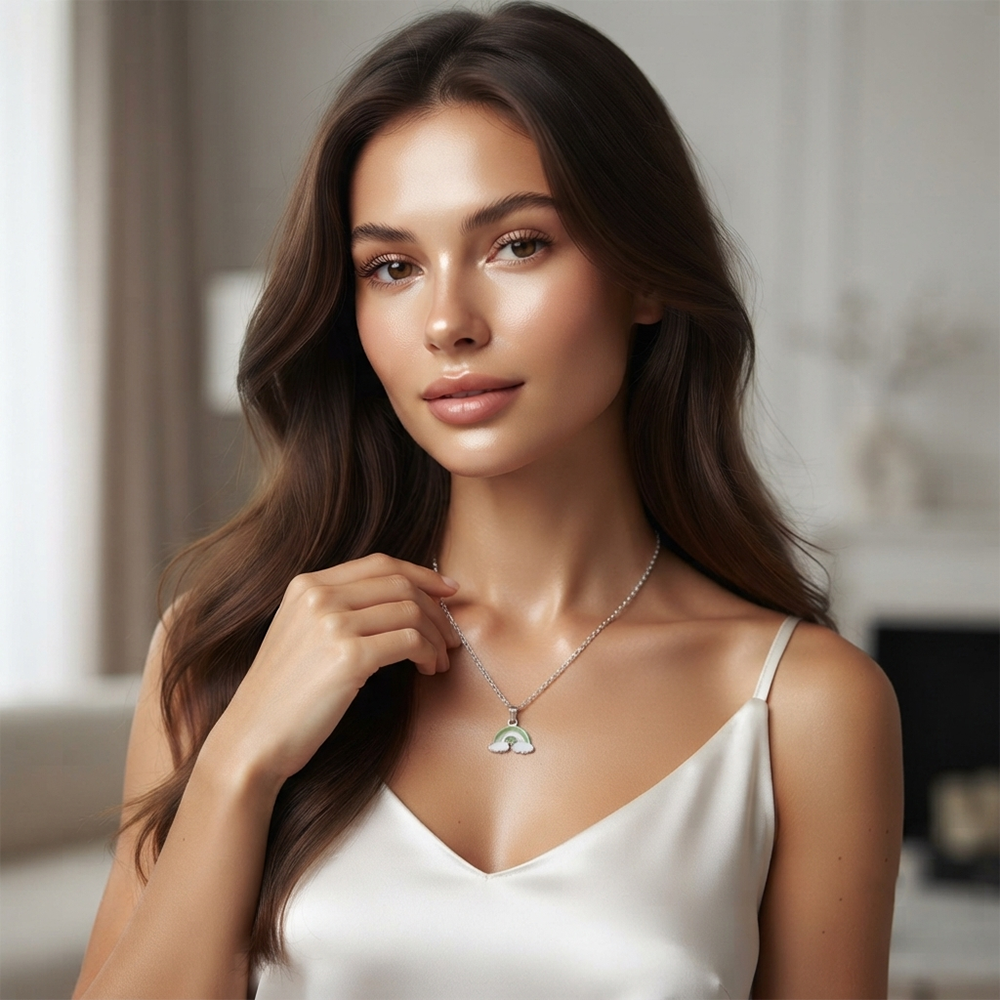 The99Jewel Cute Rainbow Charm Pendant Necklace for Women Trendy Daily Wear Accessory