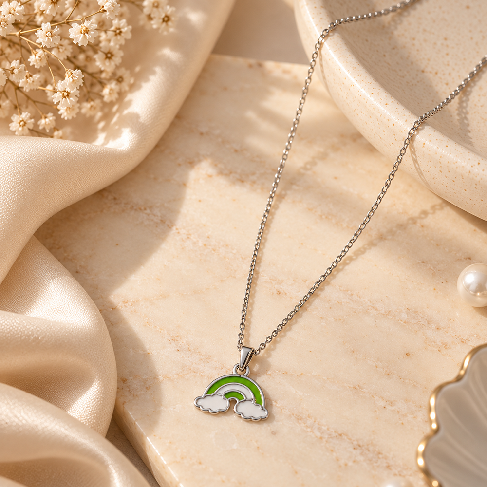The99Jewel Cute Rainbow Charm Pendant Necklace for Women Trendy Daily Wear Accessory