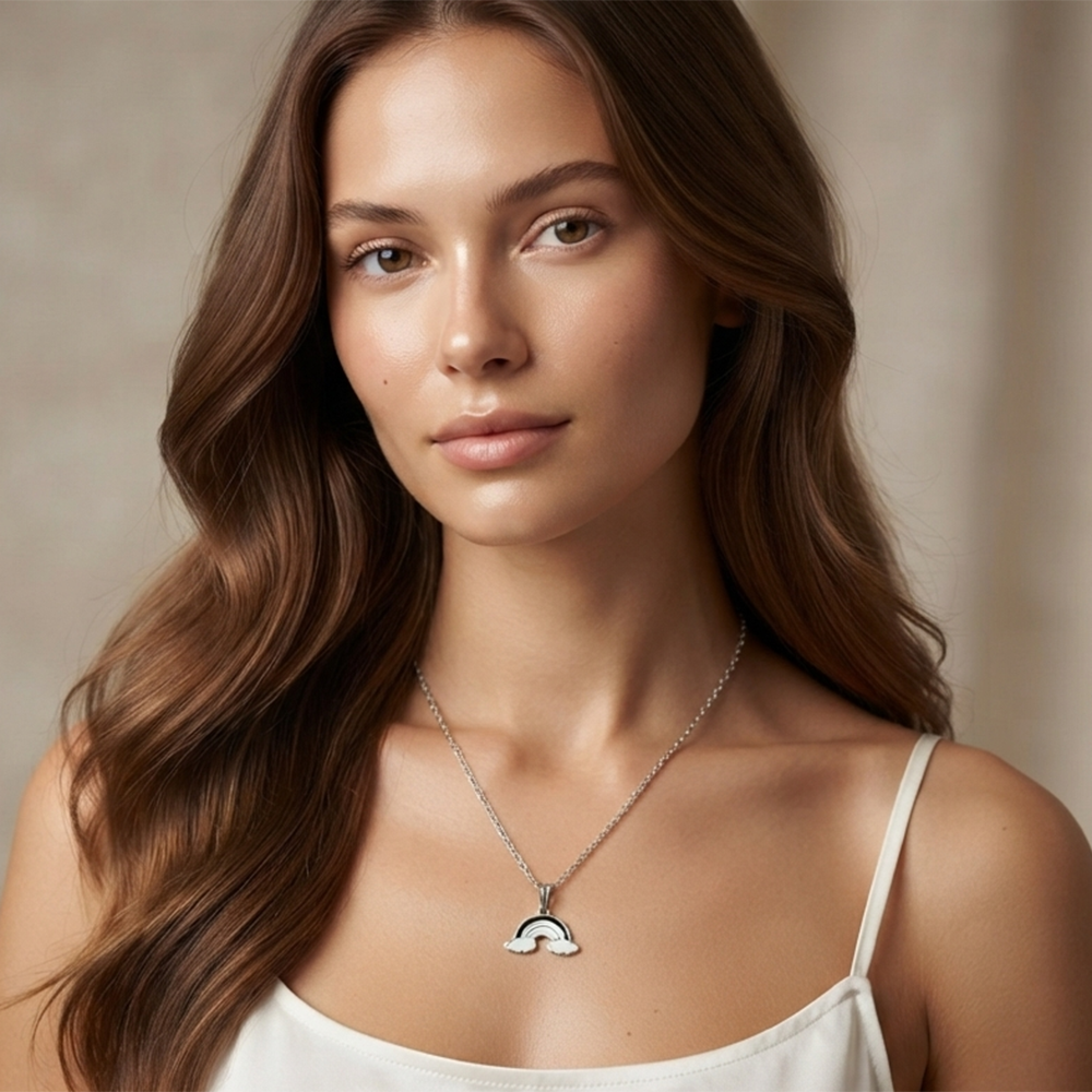The99Jewel Graceful Rainbow Shape Meenakari Chain Pendant | Designer Jewellery for Women