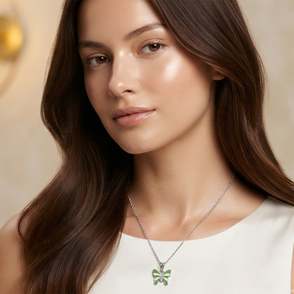 The99Jewel Graceful Butterfly Shape Meenakari Chain Pendant | Designer Jewellery for Women