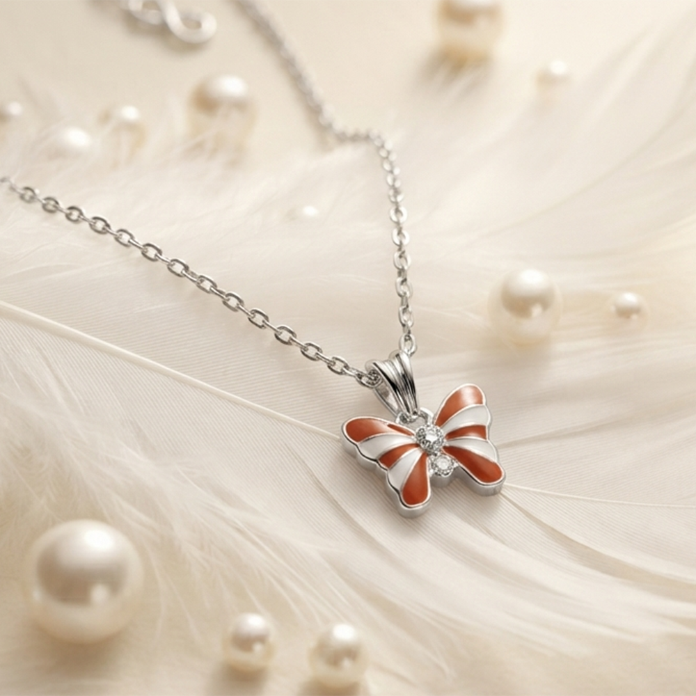 The99Jewel Graceful Butterfly Shape Meenakari Chain Pendant | Designer Jewellery for Women