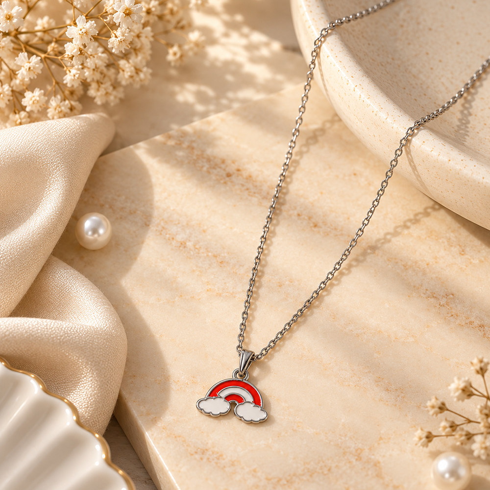 The99Jewel Cute Rainbow Charm Pendant Necklace for Women Trendy Daily Wear Accessory