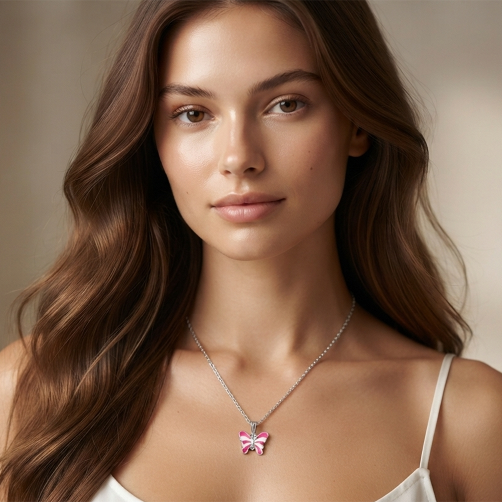 The99Jewel Graceful Butterfly Shape Meenakari Chain Pendant | Designer Jewellery for Women