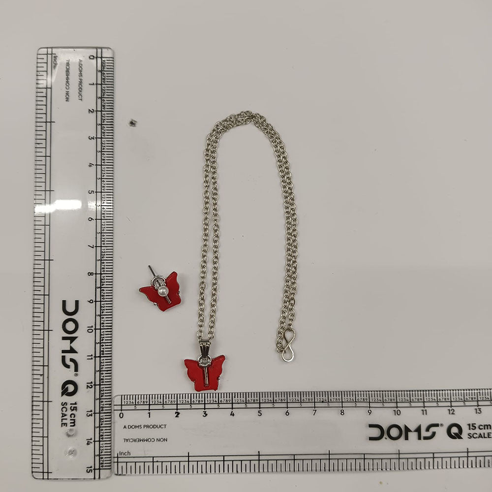 The99Jewel Cute Silver Plated Butterfly Chain Pendant and Earrings Set for Girls & Women