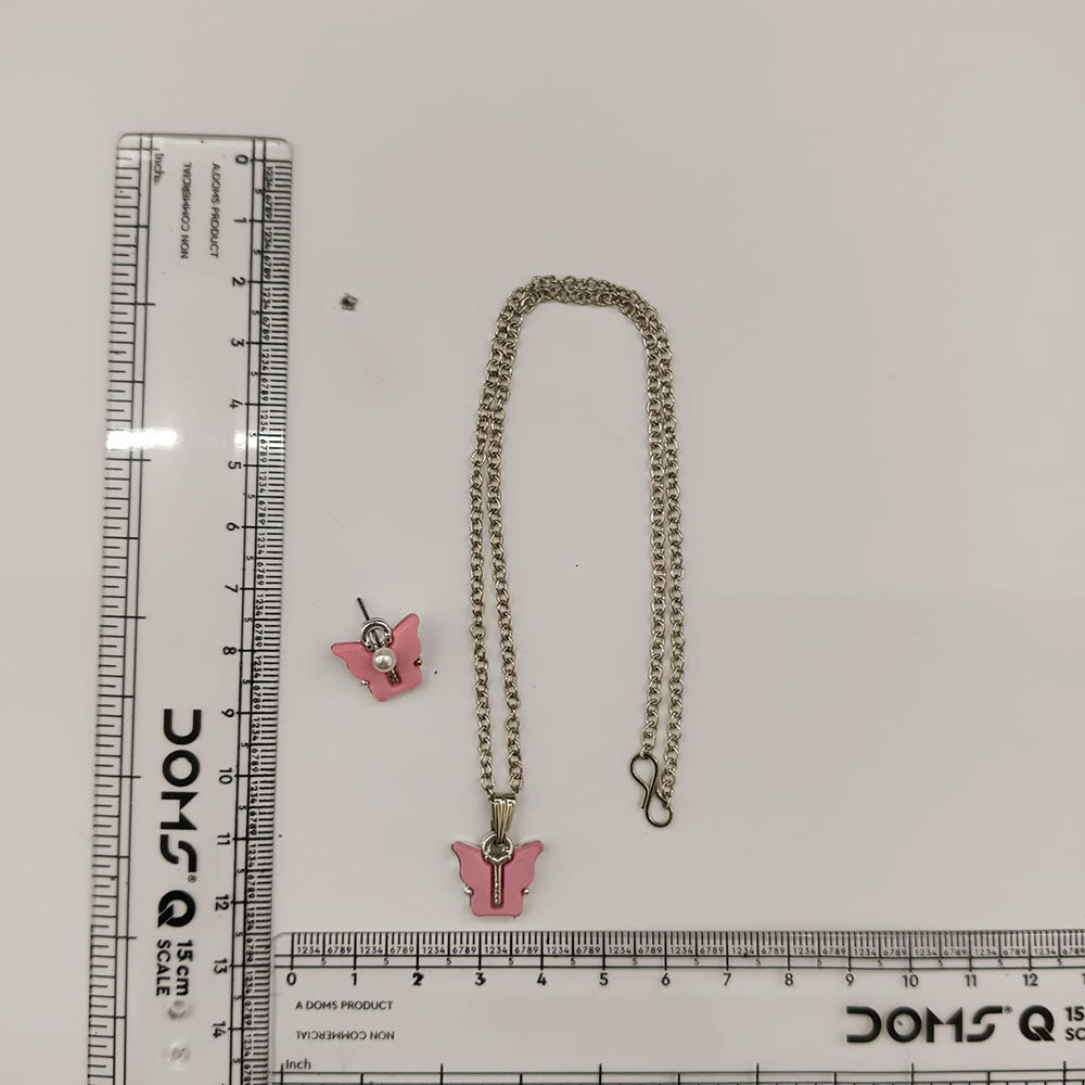 The99Jewel Cute Silver Plated Butterfly Chain Pendant and Earrings Set for Girls & Women