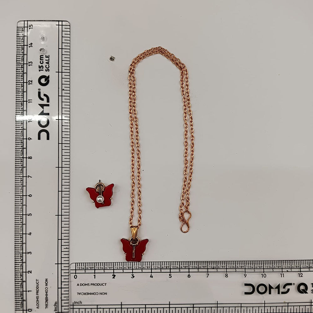 The99Jewel Cute Rose Gold Plated Butterfly Chain Pendant and Earrings Set for Girls & Women