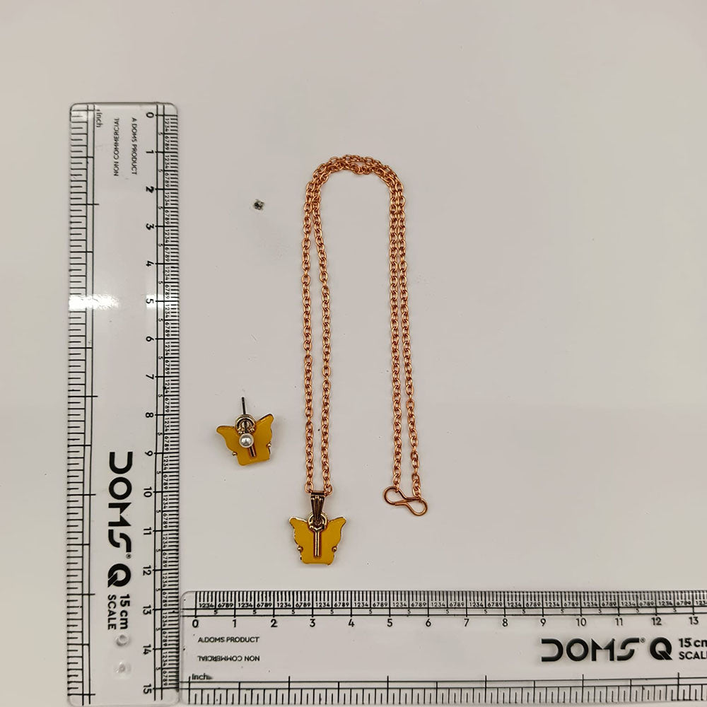 The99Jewel Cute Rose Gold Plated Butterfly Chain Pendant and Earrings Set for Girls & Women