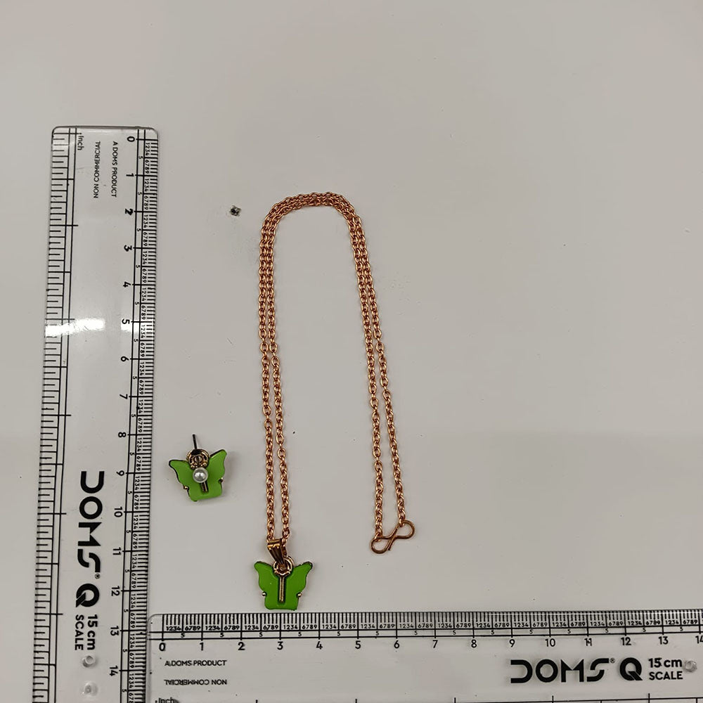 The99Jewel Cute Rose Gold Plated Butterfly Chain Pendant and Earrings Set for Girls & Women