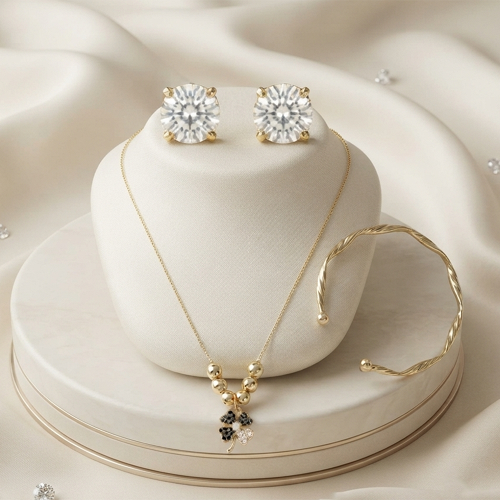 The99Jewel Pearl Necklace Set With Floral Shape Pendant and Gold Plated Bracelet Combo for Women