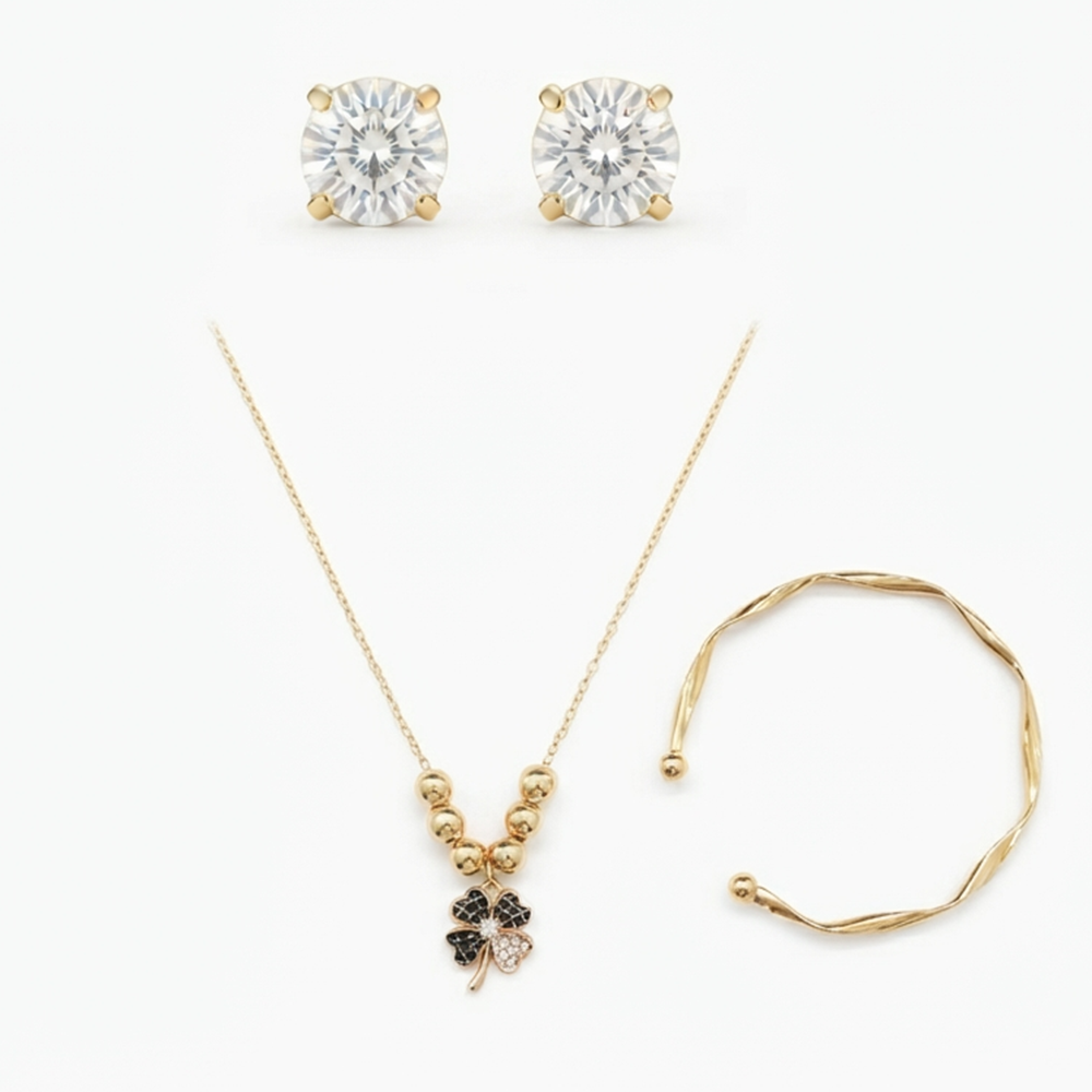 The99Jewel Pearl Necklace Set With Floral Shape Pendant and Gold Plated Bracelet Combo for Women