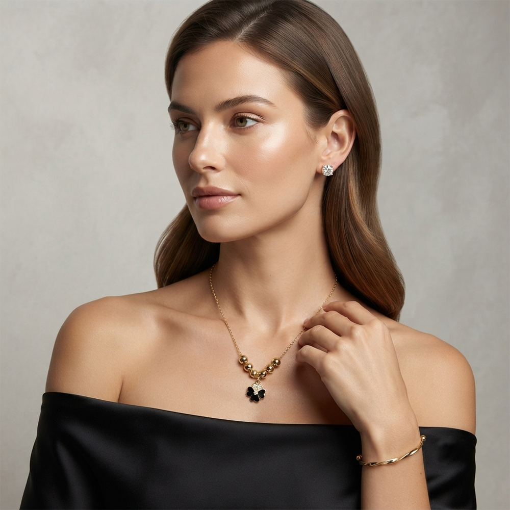 The99Jewel Pearl Necklace Set With Floral Shape Pendant and Gold Plated Bracelet Combo for Women