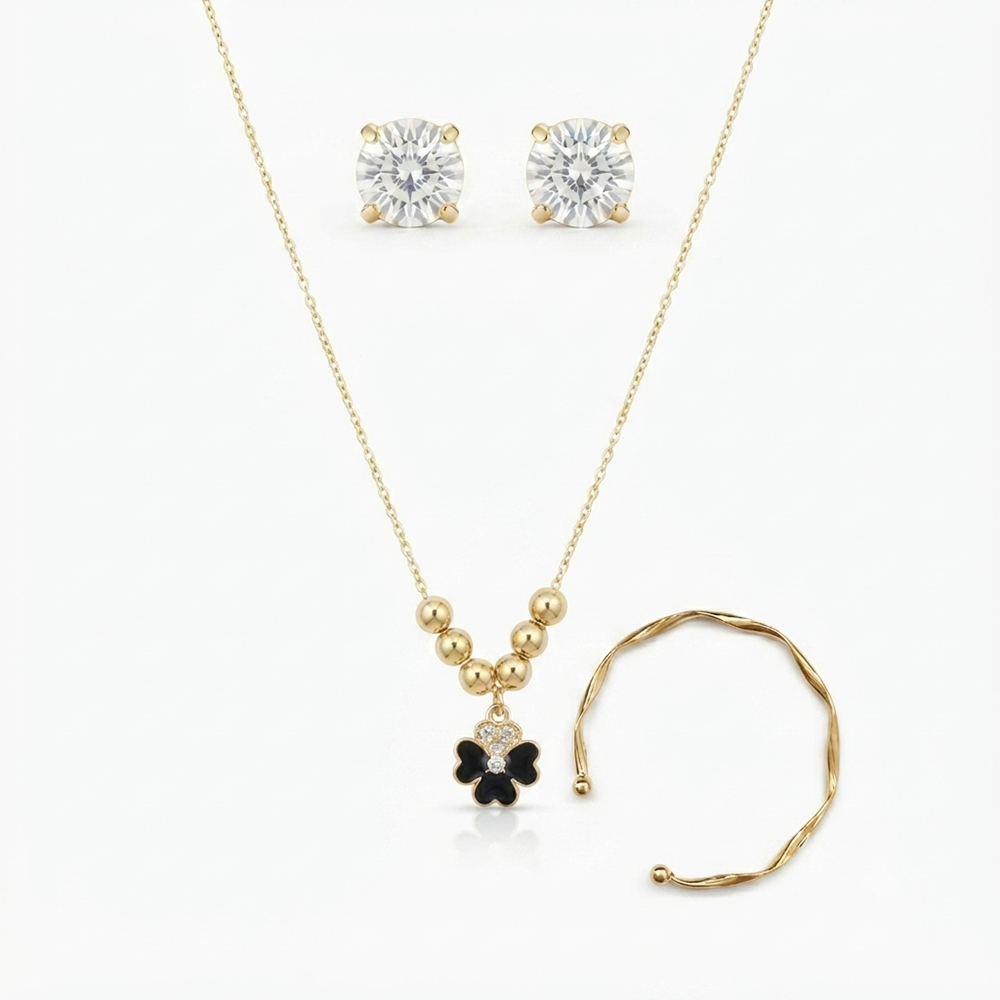 The99Jewel Pearl Necklace Set With Floral Shape Pendant and Gold Plated Bracelet Combo for Women
