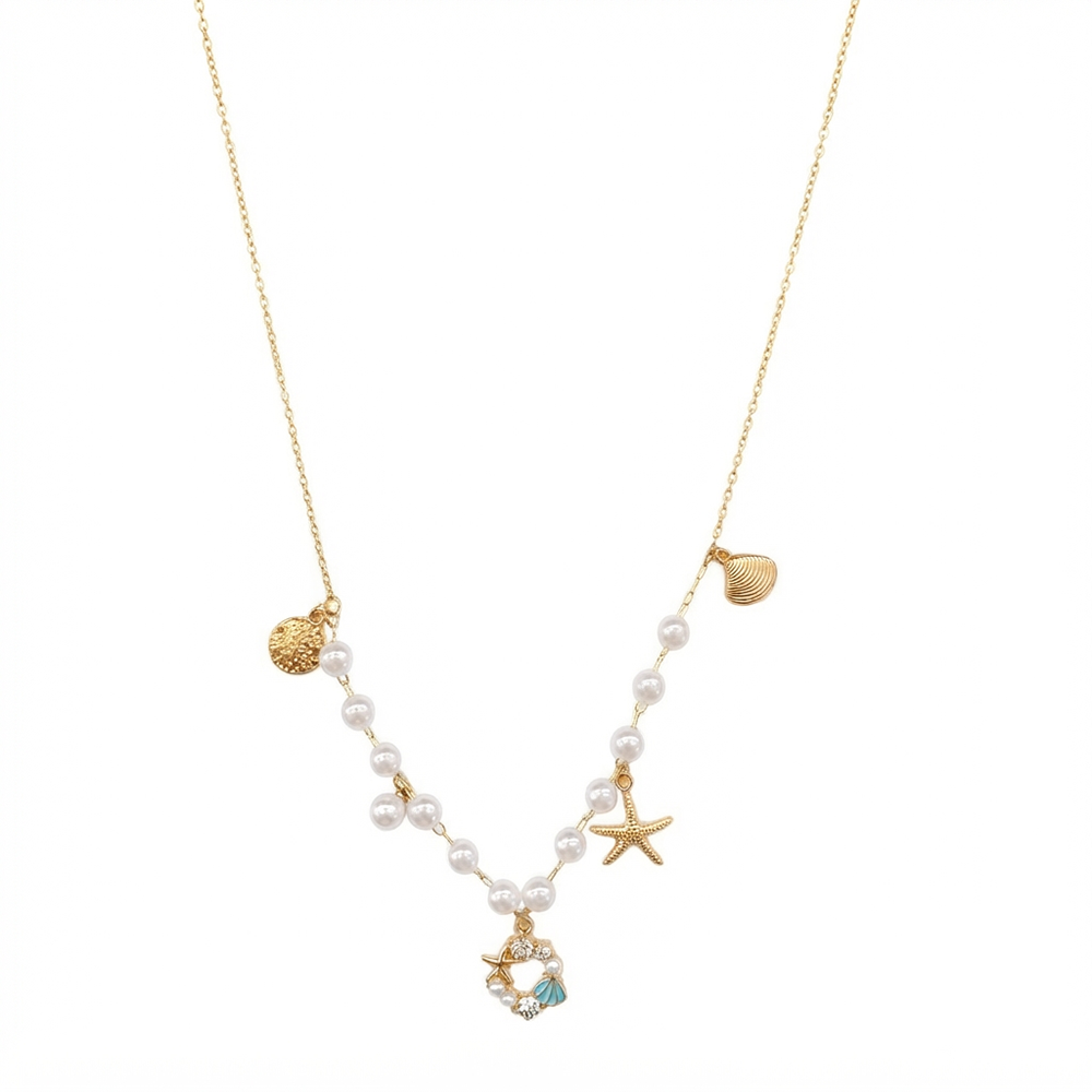 The99Jewel Ocean Charm Western Pearl Necklace Set With Stars Shape Pendant for Women