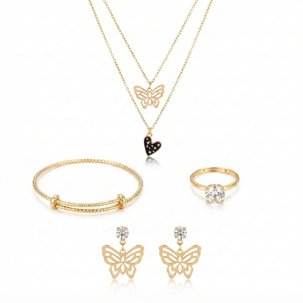 The99JeweTrendy Western Necklace Set With Heart & Butterfly  Charms with Bracelet for Women